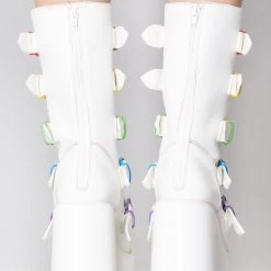 Y.R.U. Dune Rainbow Platform Boots In White Shoes