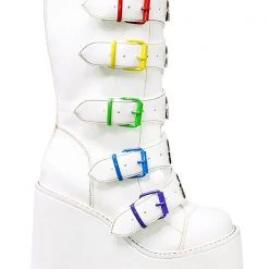 Y.R.U. Dune Rainbow Platform Boots In White Shoes