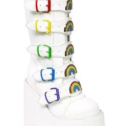 Y.R.U. Dune Rainbow Platform Boots In White Shoes