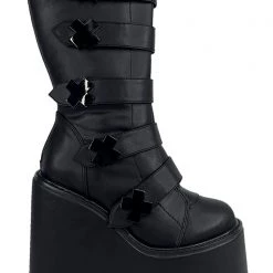 Y.R.U. Tea Room Cinema Dune Strapped X Platform Boots In Blackout 12 Y.R.U. Tea Room Cinema Dune Strapped X Platform Boots In Blackout
