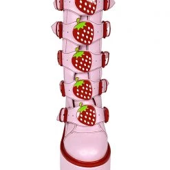 Y.R.U. Dune Strawberry Platform Boots In Pink Red