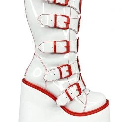 Y.R.U. Shoes Dune Strawberry Platform Boots In White/Red 12 Y.R.U. Shoes Dune Strawberry Platform Boots In White/Red