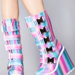 Y.R.U. Tea Room Cinema Dune Techno Platform Boots In Prizmatiq Pastel