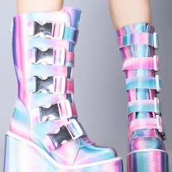 Y.R.U. Tea Room Cinema Dune Techno Platform Boots In Prizmatiq Pastel