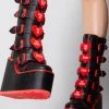 Y.R.U. New Dune Valentine Platform Boots In Black Red