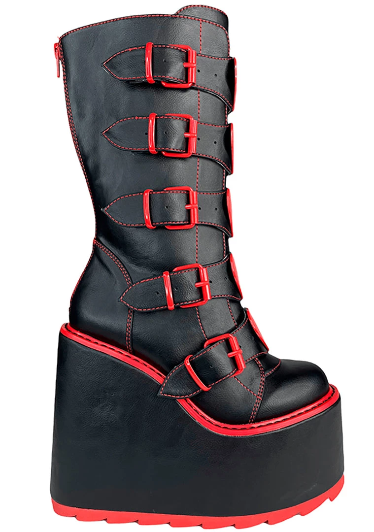 Y.R.U. New Dune Valentine Platform Boots In Black Red 8 Y.R.U. New Dune Valentine Platform Boots In Black Red