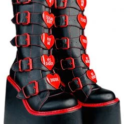 Y.R.U. New Dune Valentine Platform Boots In Black Red 11 Y.R.U. New Dune Valentine Platform Boots In Black Red