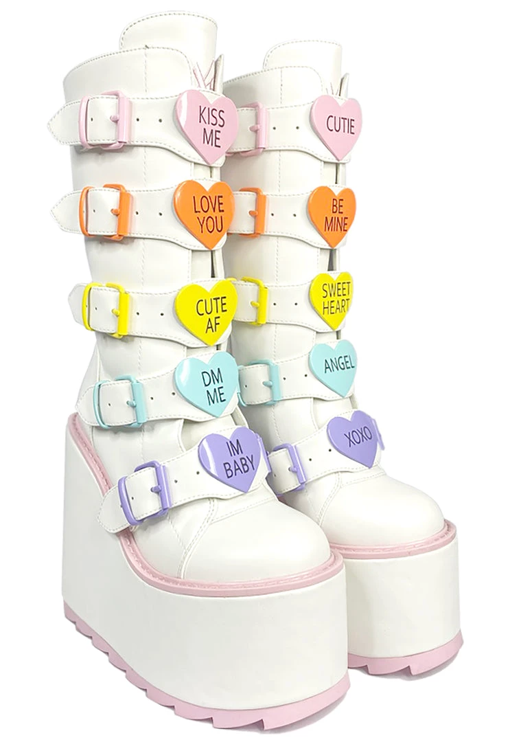 Y.R.U. Shoes Dune Valentine Platform Boots In White Pastel 6 Y.R.U. Shoes Dune Valentine Platform Boots In White Pastel