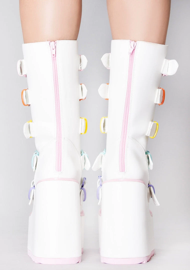 Y.R.U. Shoes Dune Valentine Platform Boots In White Pastel 5 Y.R.U. Shoes Dune Valentine Platform Boots In White Pastel