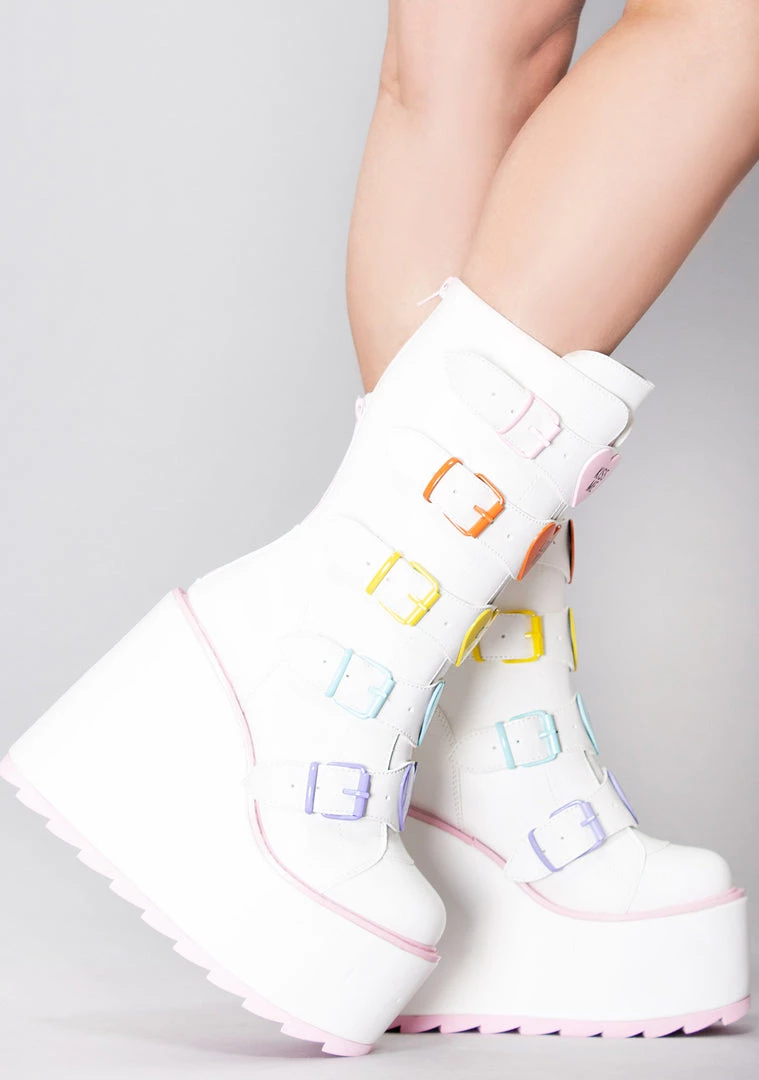 Y.R.U. Shoes Dune Valentine Platform Boots In White Pastel 4 Y.R.U. Shoes Dune Valentine Platform Boots In White Pastel