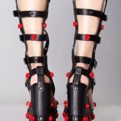 Y.R.U. Nightcall Hi Rose Platform Heels In Black Red