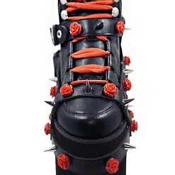 Y.R.U. Qozmo Bondage Rose Platform Sneakers In Black Red Wild Heart
