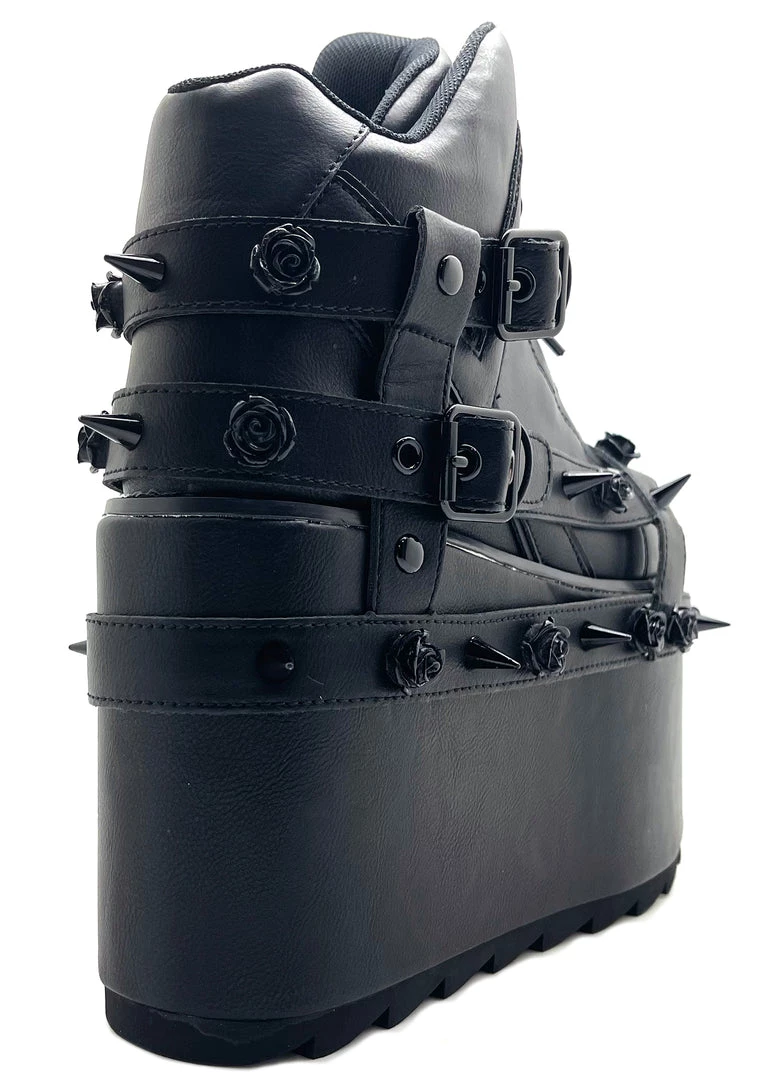 Y.R.U. Qozmo Bondage Rose Blackout Platform Sneakers Shoes 8 Y.R.U. Qozmo Bondage Rose Blackout Platform Sneakers Shoes