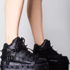 Y.R.U. Qozmo Bondage Rose Blackout Platform Sneakers Shoes