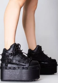 Y.R.U. Qozmo Bondage Rose Blackout Platform Sneakers Shoes