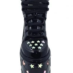 Y.R.U. Qozmo Moon & Star Platform Sneakers In Black Reflective 13 Y.R.U. Qozmo Moon & Star Platform Sneakers In Black Reflective
