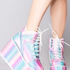 Y.R.U. Mad World Qozmo Platform Sneakers In Prizmatiq Pastel