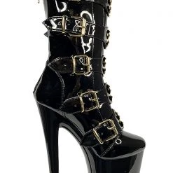 XTRA VIP Platform Heels In Black Gold