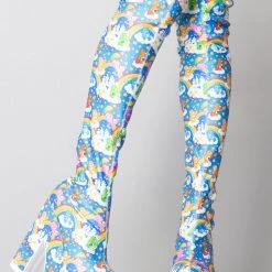 Y.R.U. X Care Bears Labyrinth Platform Thigh High Boots In Blue Sky