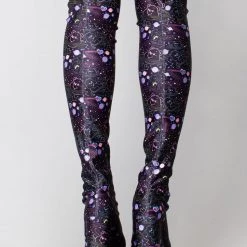Y.R.U. X Care Bears Labyrinth Platform Thigh High Boots In Cosmic Black New