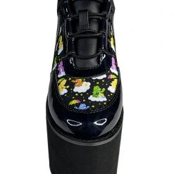Y.R.U. Qozmo Lo Care Bears Platform Sneakers In Black Sky New