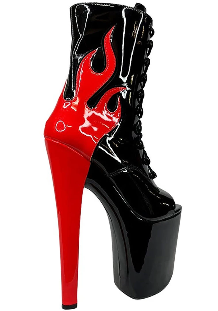 XTRA World Tour X Hustler Ruby Flame Platform Boots In Black Red 8 XTRA World Tour X Hustler Ruby Flame Platform Boots In Black Red