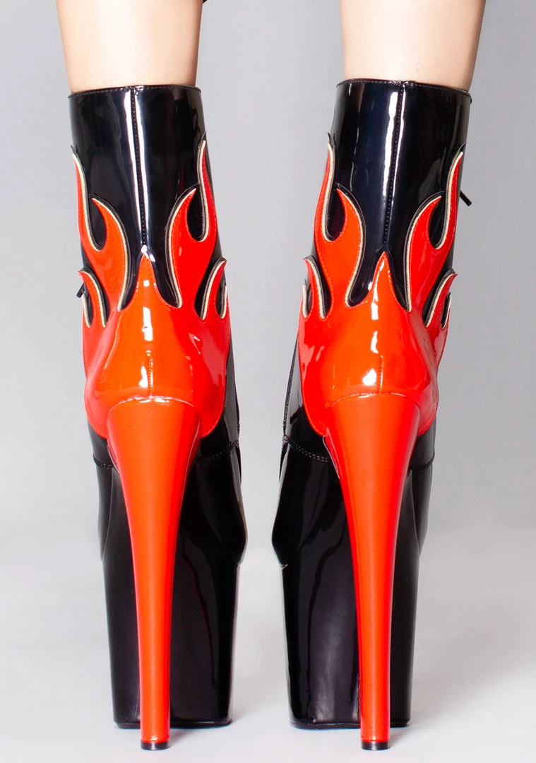 XTRA World Tour X Hustler Ruby Flame Platform Boots In Black Red 5 XTRA World Tour X Hustler Ruby Flame Platform Boots In Black Red