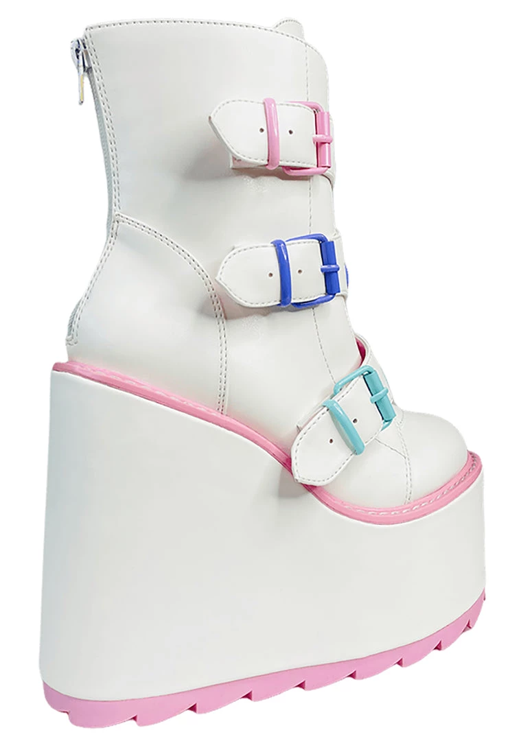 Y.R.U. New Dune Lo Care Bears Platform Boots In White 7 Y.R.U. New Dune Lo Care Bears Platform Boots In White