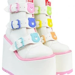 Y.R.U. New Dune Lo Care Bears Platform Boots In White
