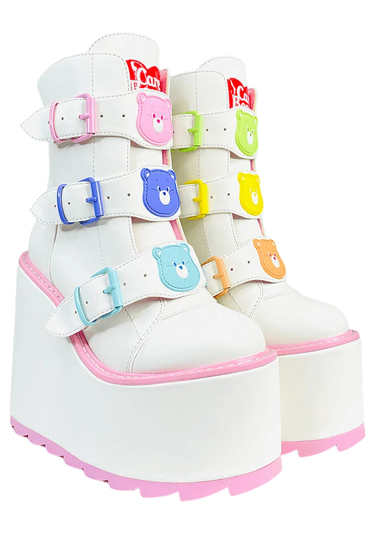Y.R.U. New Dune Lo Care Bears Platform Boots In White 3 Y.R.U. New Dune Lo Care Bears Platform Boots In White
