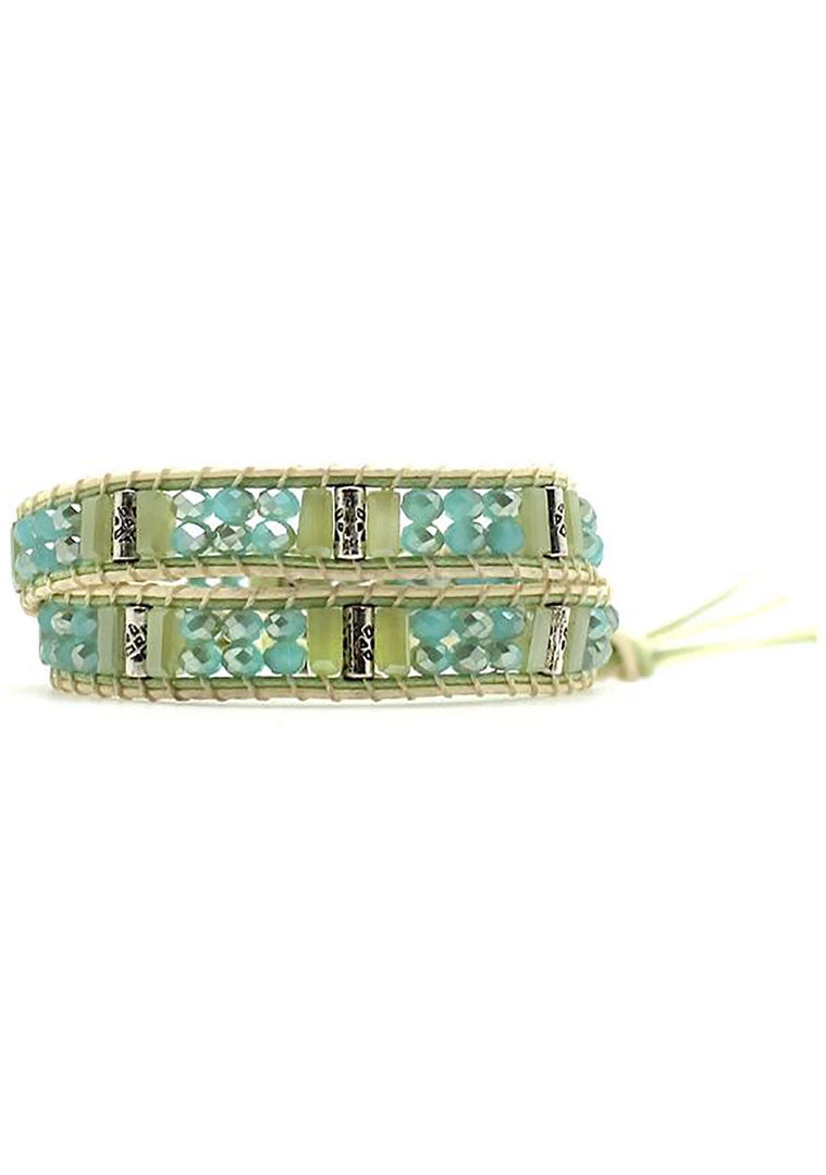 LA Style Rush Evergreen Beaded Double Wrap Bracelet Accessories 4 LA Style Rush Evergreen Beaded Double Wrap Bracelet Accessories