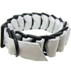 David Galan Accessories Military Leather Bracelet In White